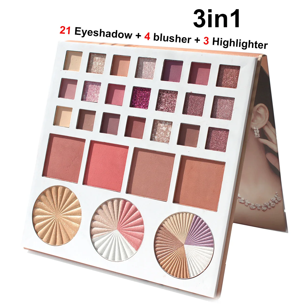 Tavolozza per trucco Set da viaggio 21 colori Ombretto 4 colori Blush 3 colori Evidenzia Matte Shimmer Ombretto da donna Cosmetici impermeabili