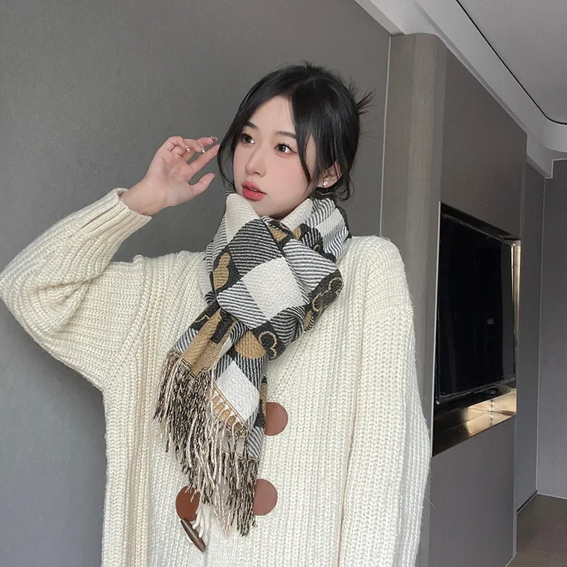 Disney Luxury Winter Cashmere Scarf Women Anime Mickey Mouse Design Warm Pashmina Blanket Scarves Female Shawl Wraps Gift