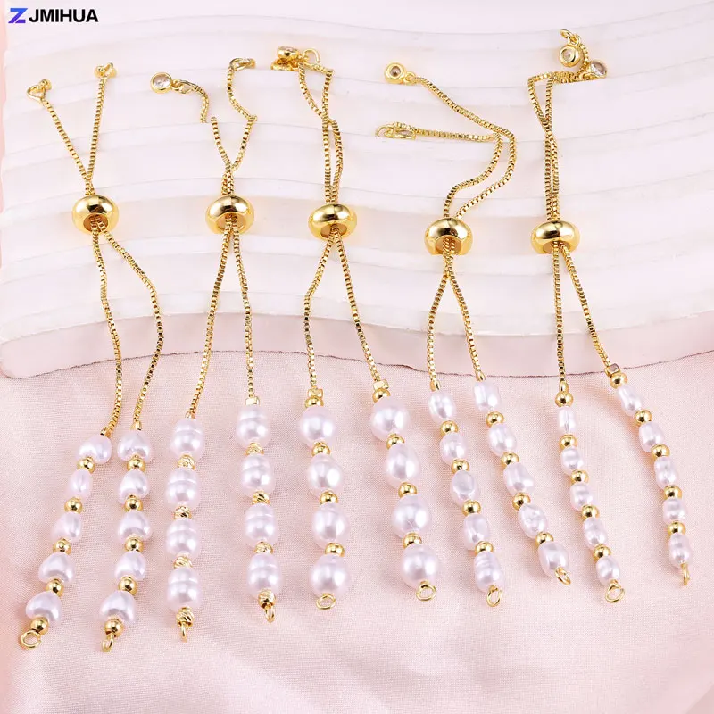 Elegant Natural Pearls Connector Adjustable Size Chain For DIY Fashion Women Girls Bracelets Jewelry Findings Accessories