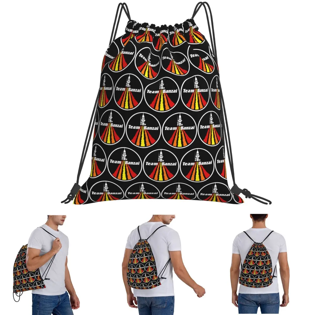 Team Banzai Patch Backpacks Portable Drawstring Bags Shoes Bag Book Bags for Travel School