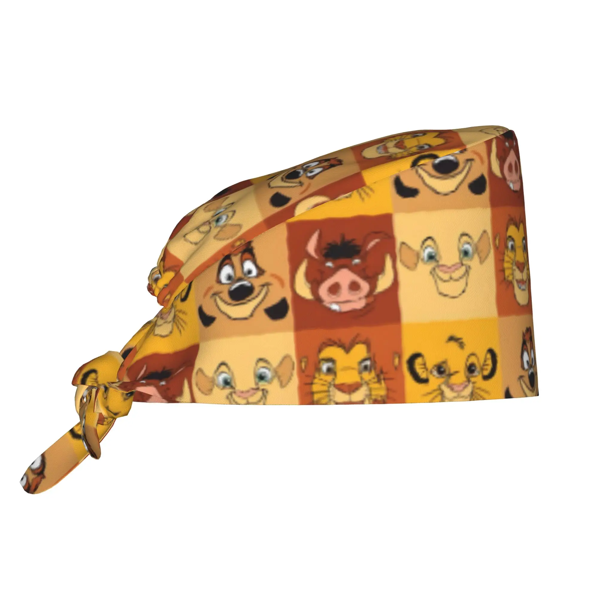 Adjustable Liones Anime Kinges Working Hat Men Women Pumbaa Simba Cartoon Scrub Caps Scrub Nursing Doctor Surgeon Cap for Chef