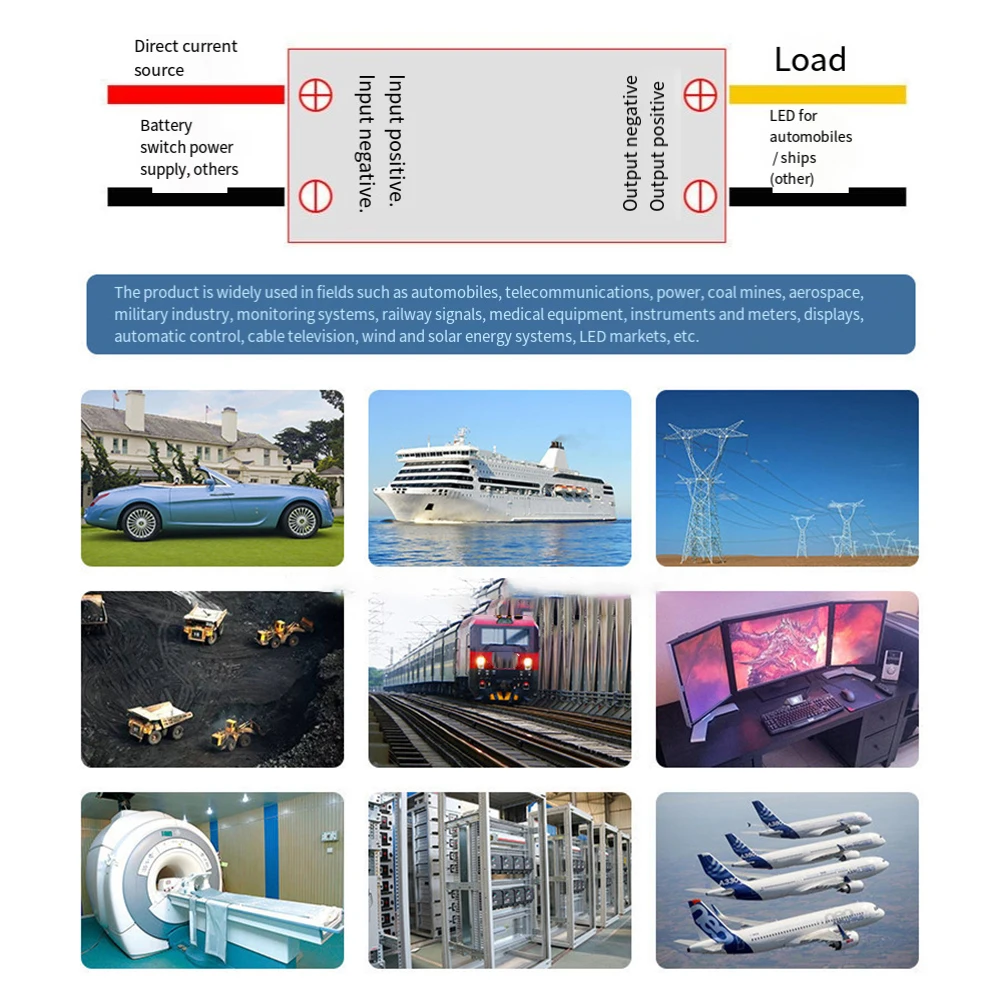 17-72V to 12V 3A DC-DC Converter 36W IP67 Sealed for Scooters Golf Carts Trucks Marine and Industrial Applications