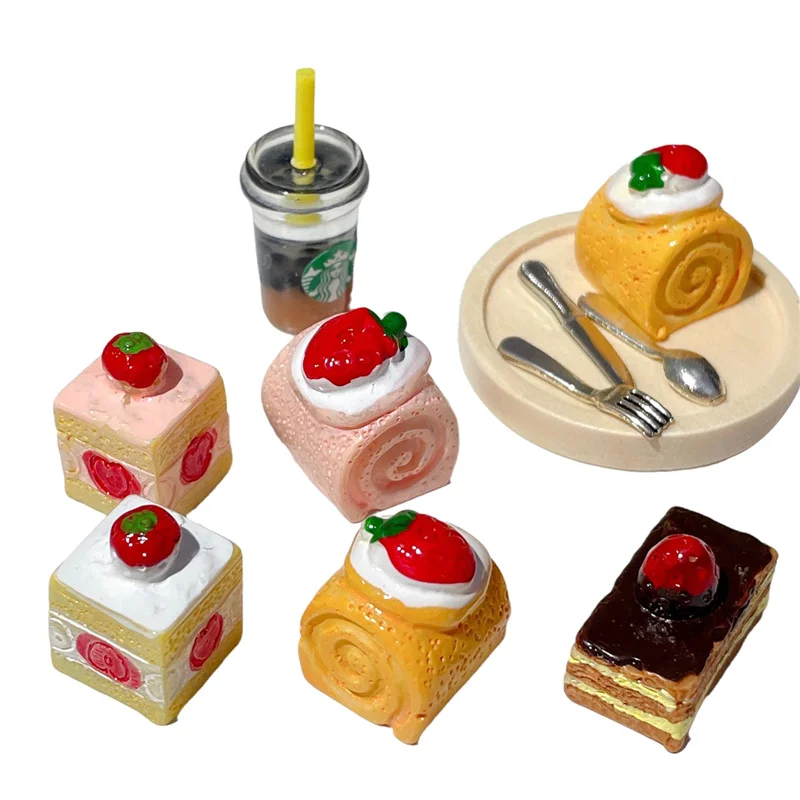 1/12 Dollhouse Decoration Simulation Scene Toy Delicious Dessert Coffee Miniature Cake Food Model DIY Home Accessories