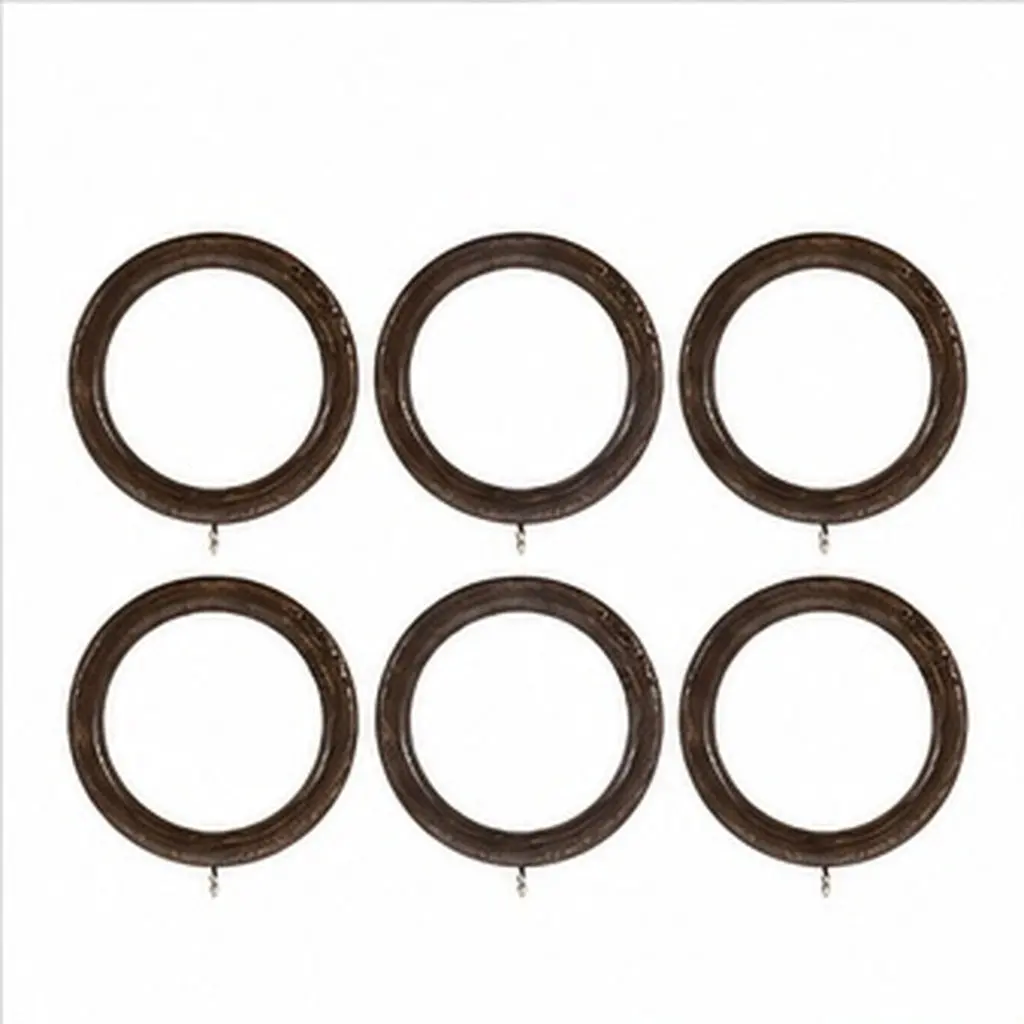 6Pcs Wooden Curtain Rod Rings Smooth Polished Wood Drapery Rings Compatible with Roman Rods Natural Home Decor Hanging