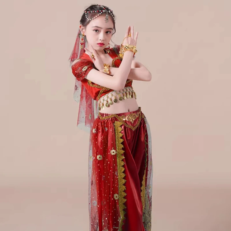 Halloween Festival Arabian Cosplay Princess Jasmine Costume Belly Dance Indian Bollywood Exotic Charm Dancing Performance Set view 6