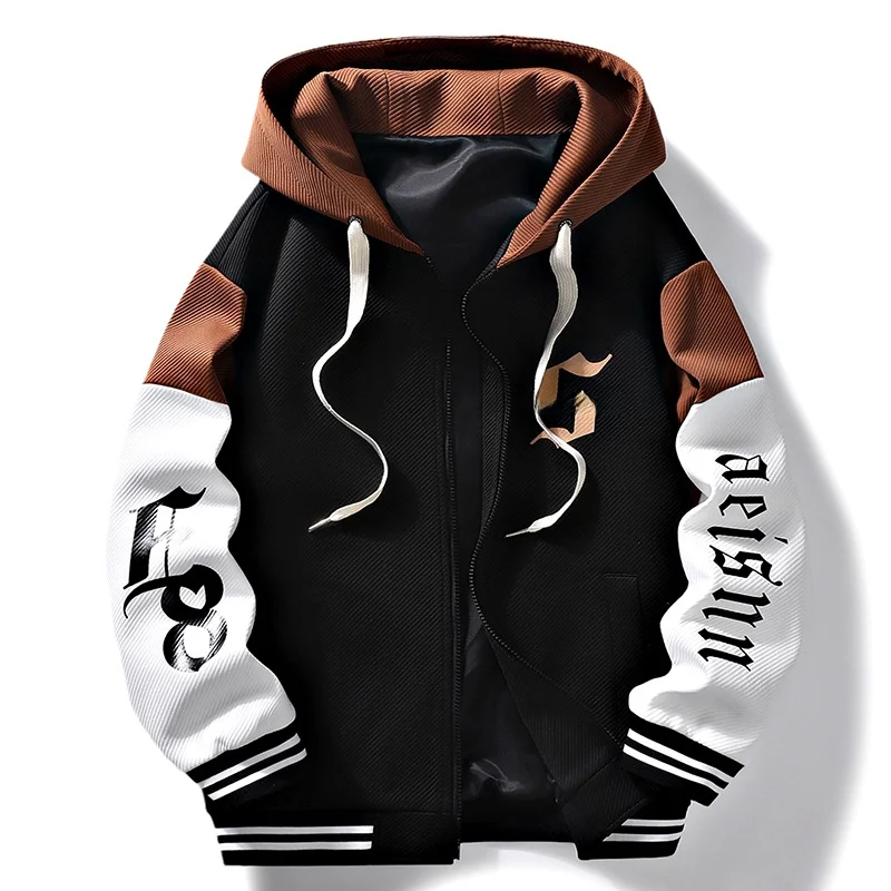 

Casual Men's Jaet Spring Autumn Korean Sle Trendy Coat Versatile Streetwear Polyester Fabric Hooded Zipper Closure Long S...