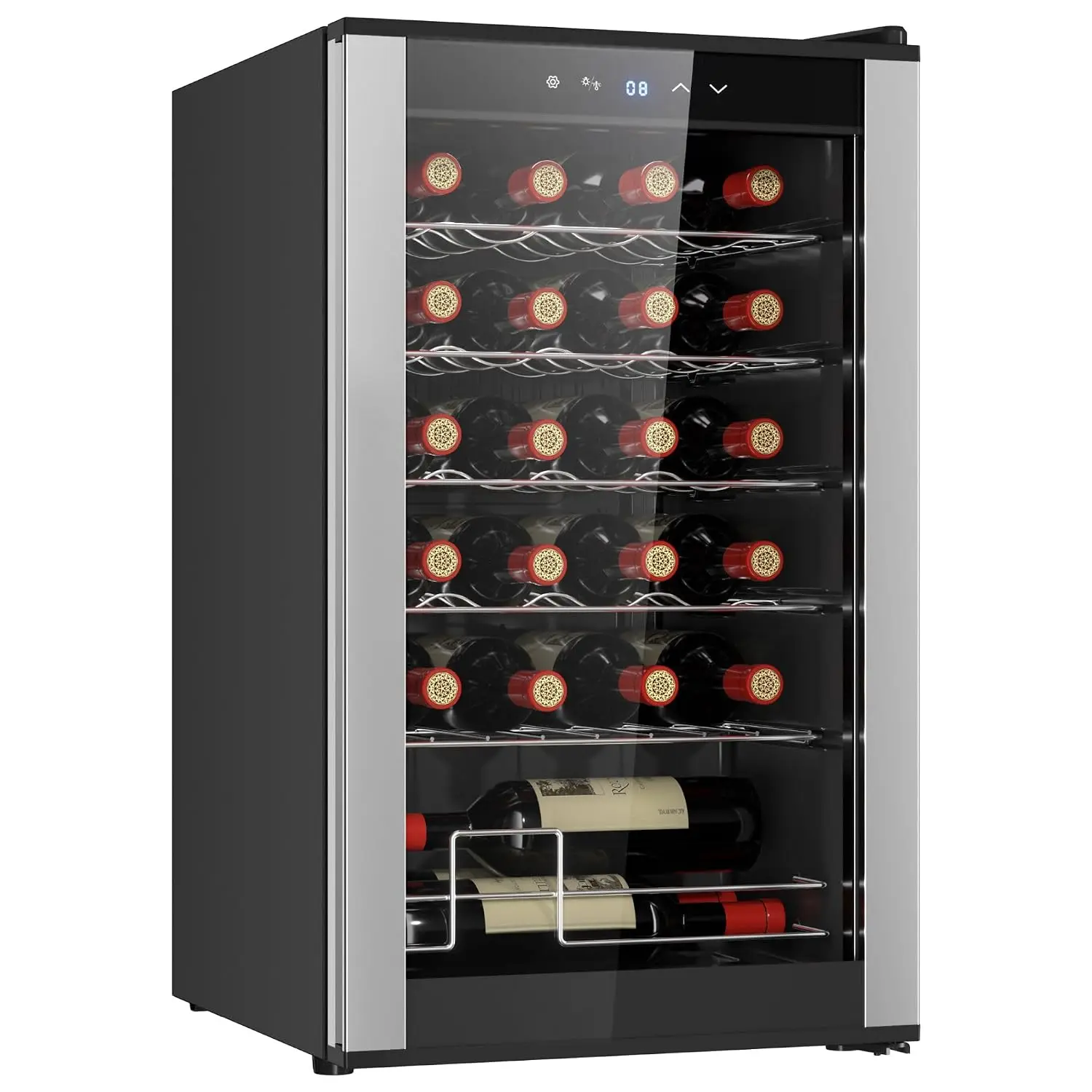 24 Bottle Wine Fridge – Freestanding Wine Cooler with Glass Door, 2.4 cu. ft (68 L), Beverage Can Refrigerator,, Customized