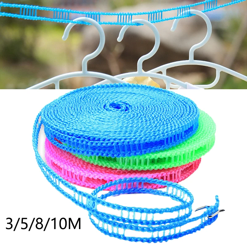 5/8/10M Portable Anti-Skid Windproof Clothesline Fence-Type Clothesline Drying Quilt Rope Clothesline Outdoor Travel Clothesline