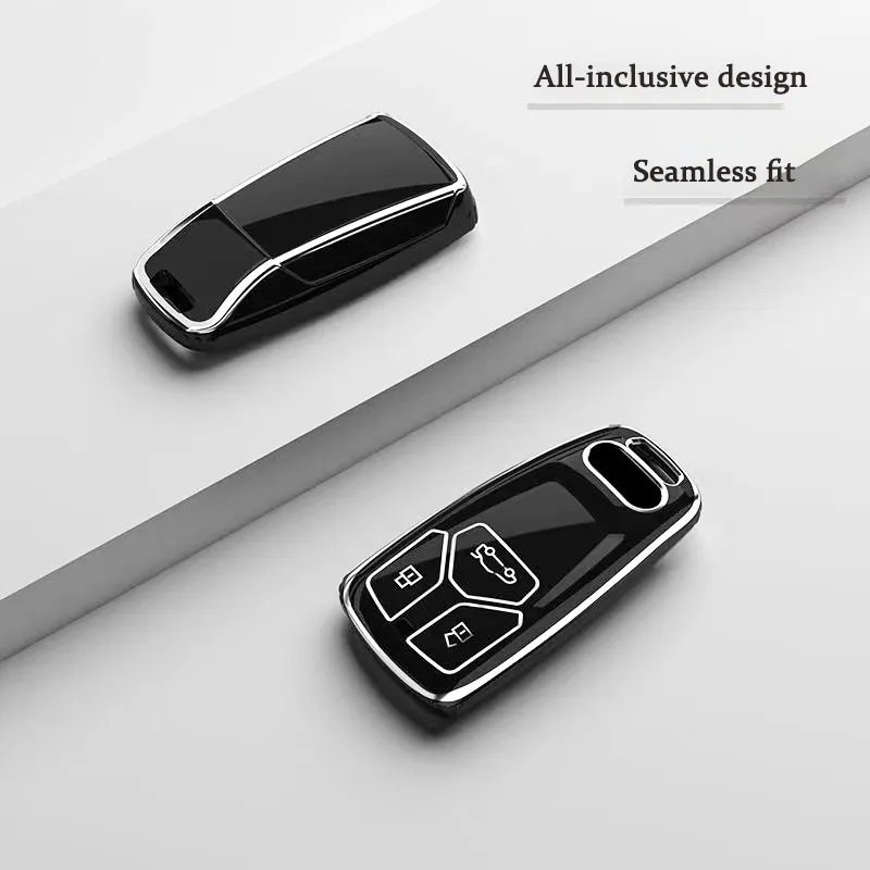 Soft TPU Car Remote Key Case Cover for Audi A4 A4L A5 Q5 Q7 TT TTS 8S B9 2016 2017 2018 Car Key Protection Shell Accessories