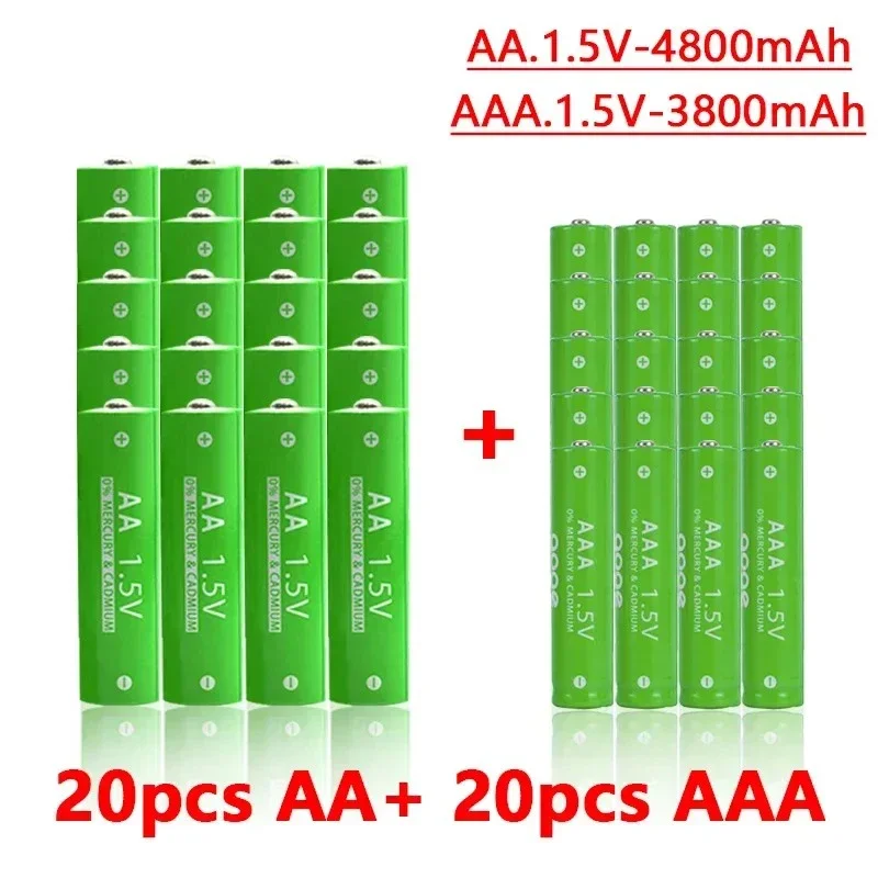 New 1.5V AA 4800 MAh+1.5V AAA 3800 MAh Alkaline1.5V Rechargeable Battery for Clock Toys Camera Batter