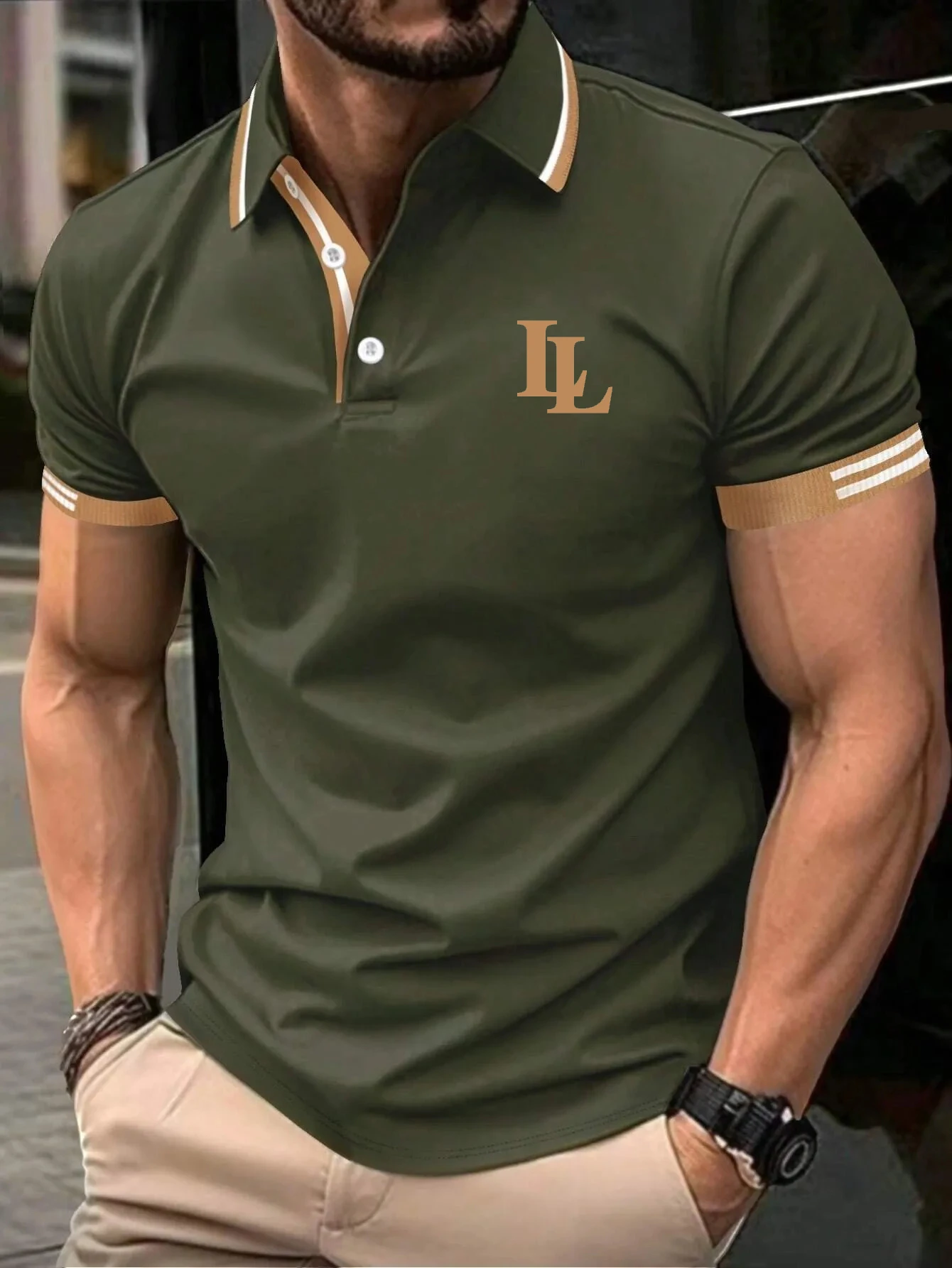 Summer Selling Men's Polo Short-Sleeved Men's New Shirt Business Leisure Sports Senior Luxury High-Quality Button Trend T-Shirt