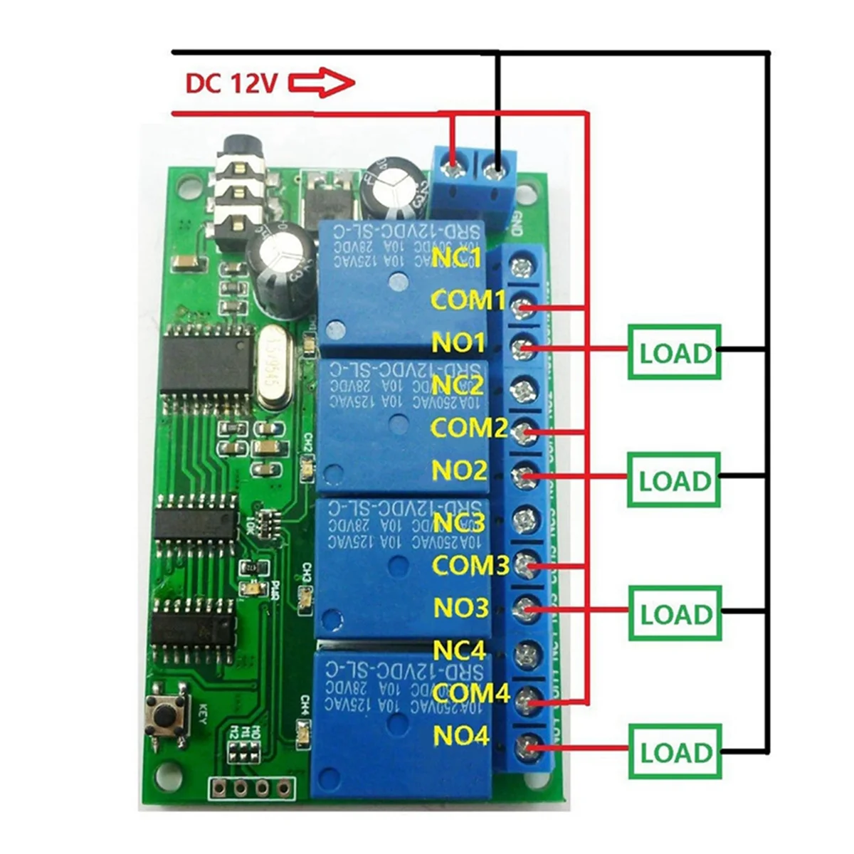 El nuevo AD22B04 relé de 4 canales DTMF decodificador de señal de tono módulo de relé de Control remoto 12V DC para PLC Smart Home