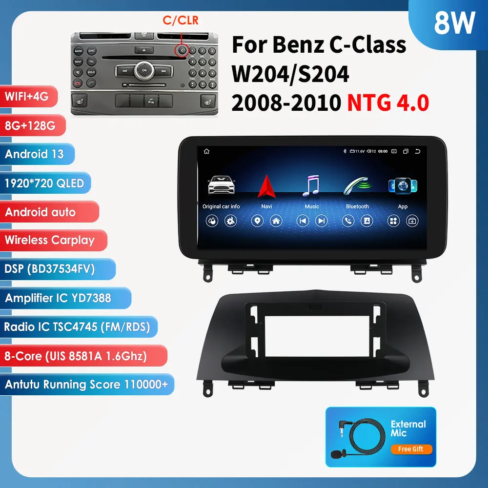 OSSURET 10,25" Autoradio für Mercedes BenzC-Klasse W204 S204 W205 Auto Intelligente Systeme Multimedia Player 2din Carplay Android Auto GPS 4