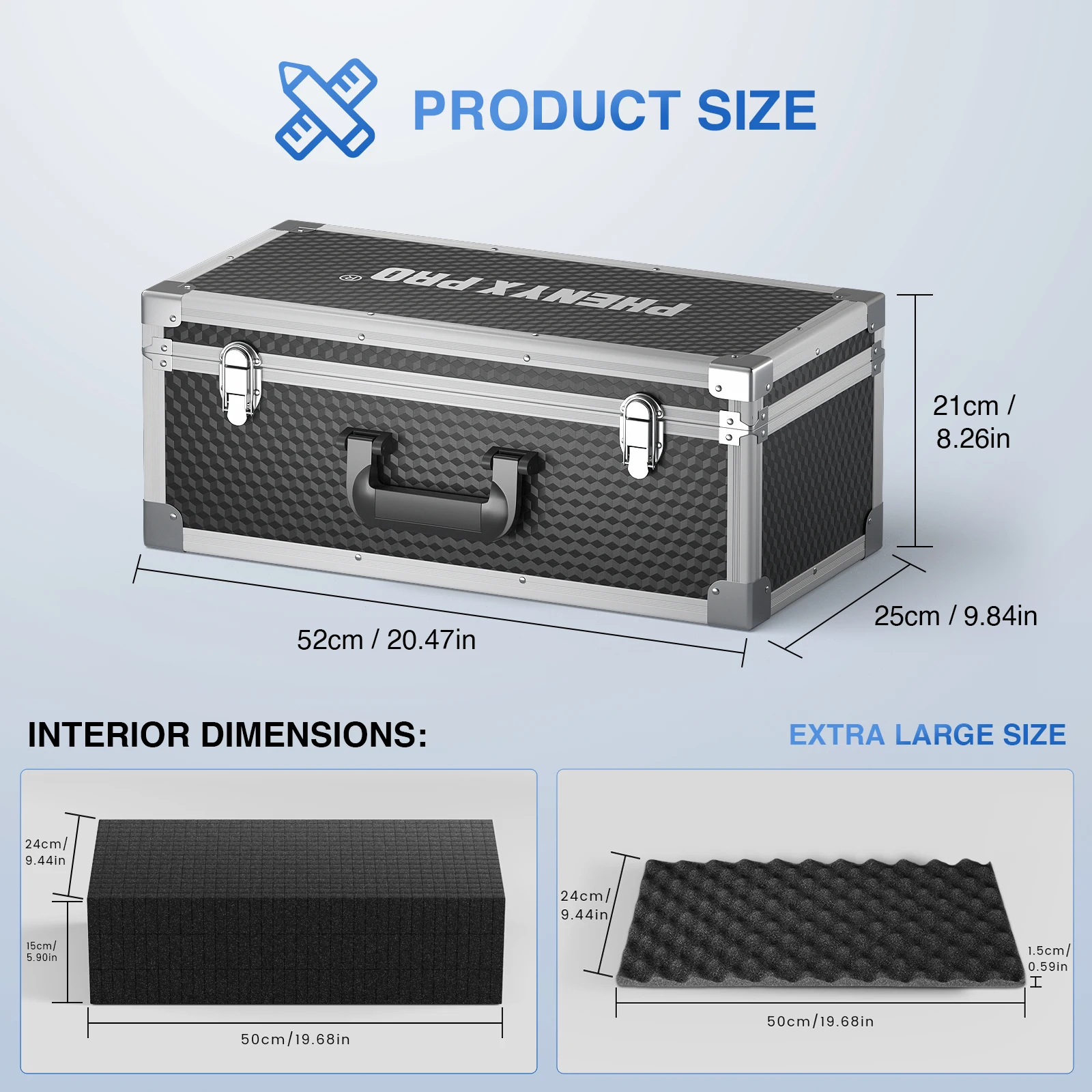 PCSE-XL |   Чемодан очень большого размера с предварительно вырезанной трехслойной пеной