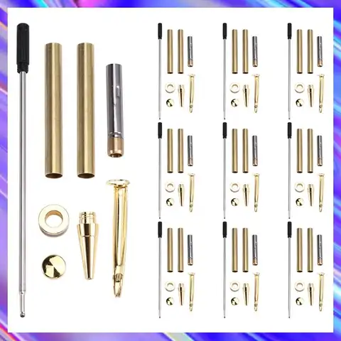 10세트 펜 제작 키트, 트위스트 볼펜 키트(리필 포함), 구리 펜 터닝 용품, 펜 제작 교실 교사용