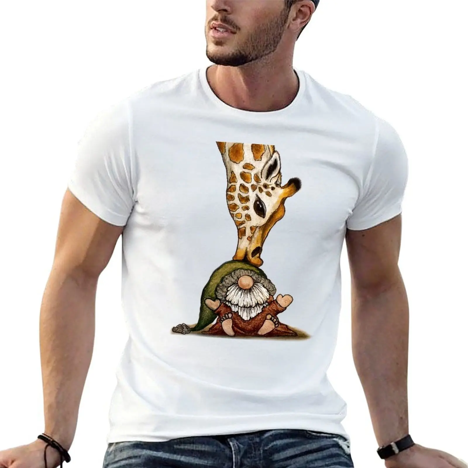 

Giraffe and Gnome T-Shirt t shirts for man pack white man tshirt T-Shirt