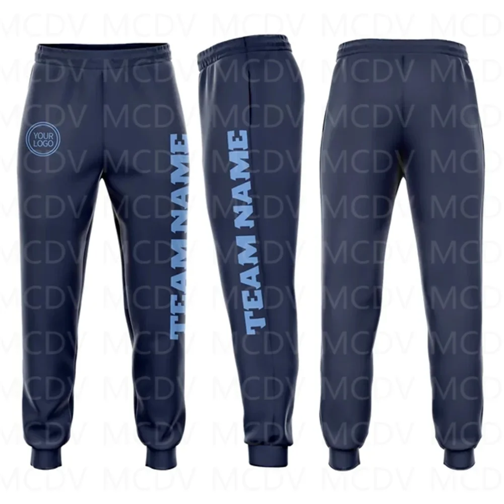 Pantaloni della tuta da Jogging in pile blu chiaro blu Navy personalizzati pantaloni da Jogging Casual Unisex stampati in 3D pantaloni sportivi larghi