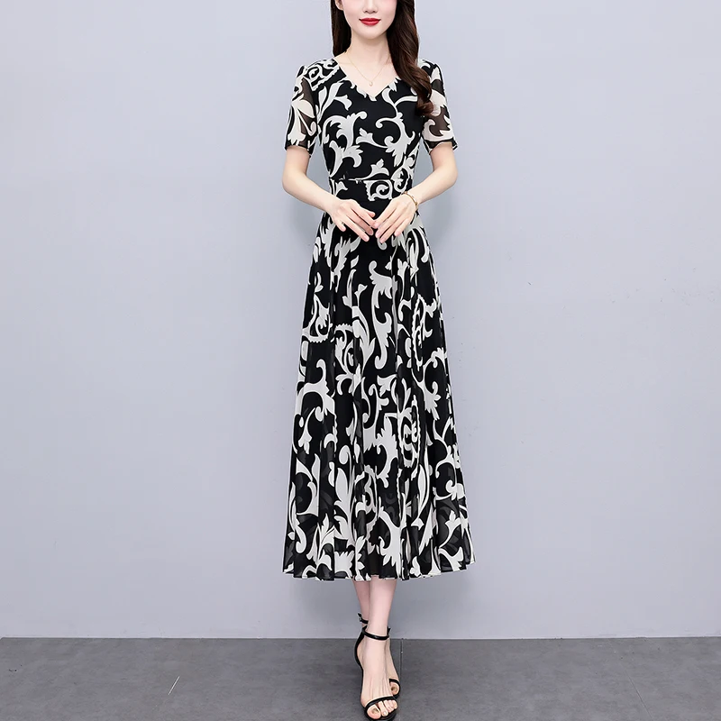 2025 خمر فستان الليل الأسود ميدي Bodycon حفلة فاخرة حفلة موسيقية فستان طويل أنيق المرأة عادية الشيفون الأزهار بوهو شاطئ فستان الشمس