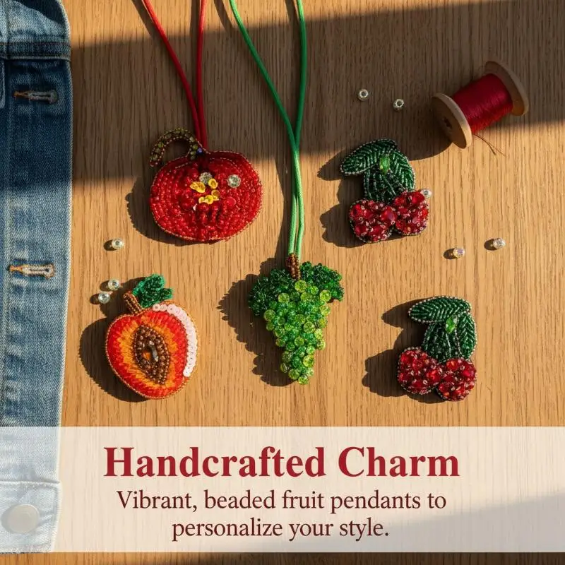 Handmade 3D Fruit Series Rhinestone Beaded Sequin Patch Rope Crystal Bag Applique for Trendy Summer Fashion