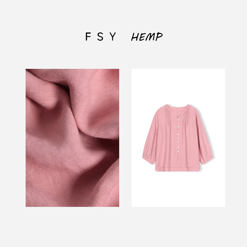 

Розовый Han Han Mallow irt женский весенний тонкий фонарь све повседневный свободный крой круглый Ne пуговицы чистый цвет