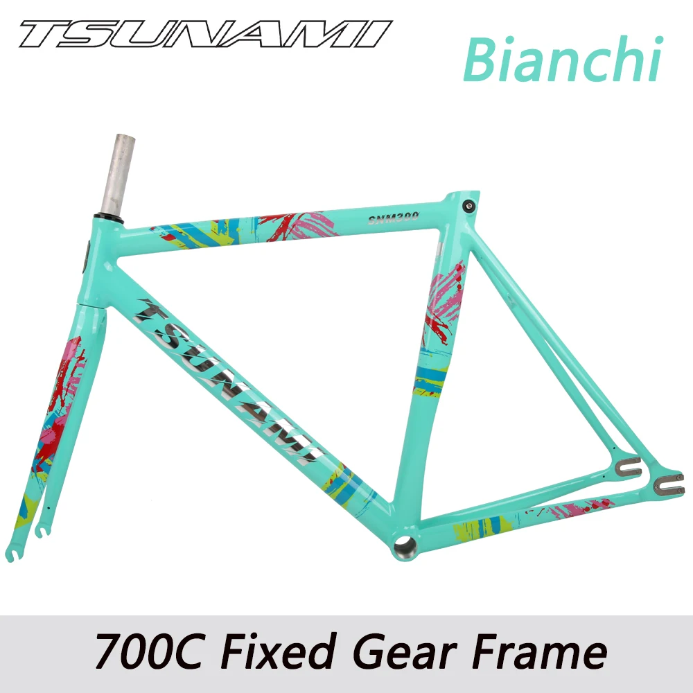 

NEW 2022 TSUNAMI SNM300 700C Fixed Gear Frame Aluminum Frame and Fork 52cm 54cm Bicycle Frameset High Quality Single Speed Bike