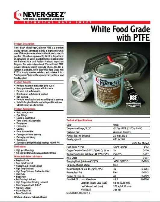 Bostik Never-Seez White Food Grade 14oz زيوت التشحيم لحماية الأجزاء المعدنية