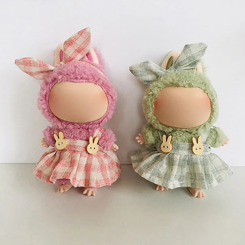 17cm Labubu Doll Cute Mini smalto ciondolo bambola vestiti gonna sospesa Clip per capelli accessori per abiti abbigliamento per ragazza regalo