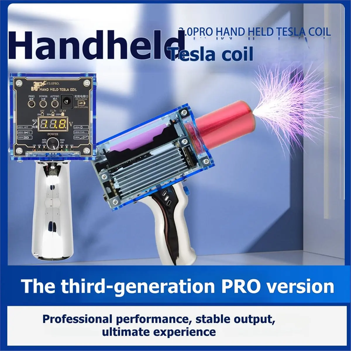 

Can buy Portable Handheld Tesla Coil 3.0 PRO Version 0-500uS 7-Level Adjustable Power Pulse Width Arc Generator US PLUG
