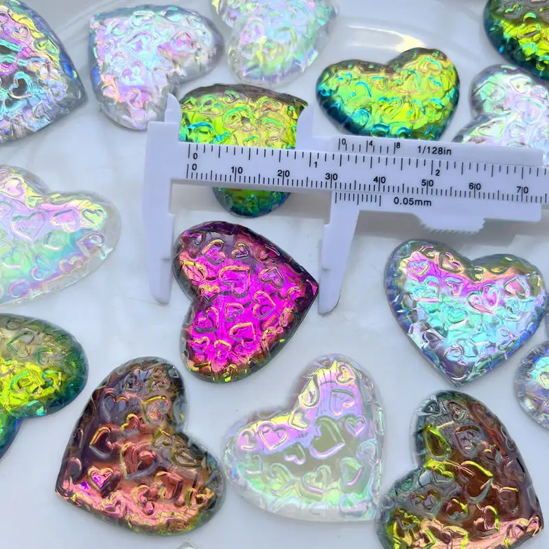 35mm super bright love shaped ab color flat back diy jewelry making scrapbook wedding decoration crystal rhinestone 10pcs/lot