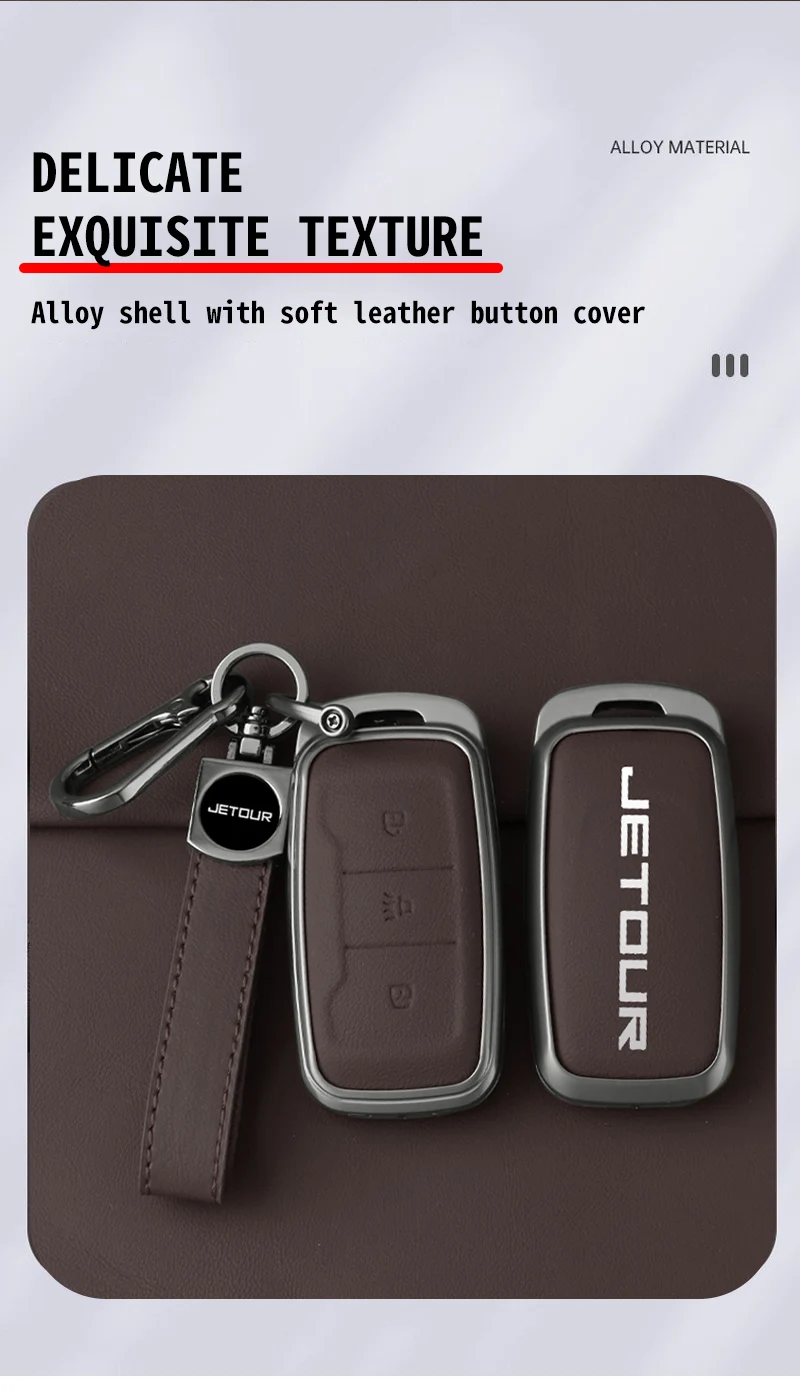 Neue Zink legierung Leder Auto Fernbedienung Schlüssel etui Abdeckung Halter Anhänger Schutzhülle für chery Jetour x70 x70s x70m x90 Cowin x3 x5 k60 – Detail 1