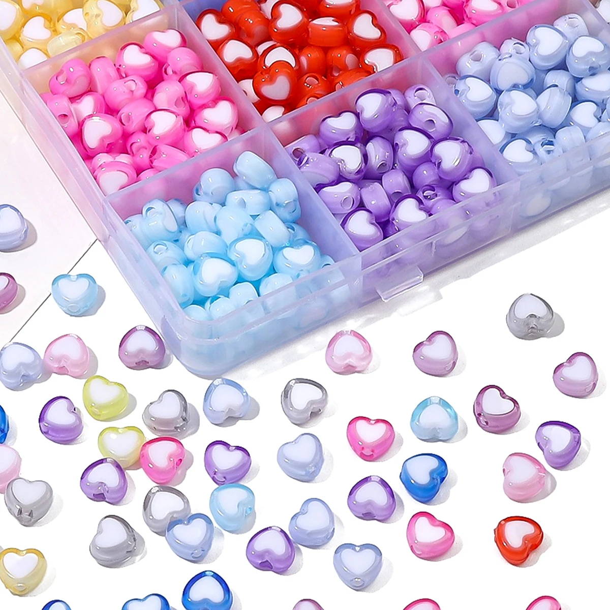New 30pcs/Bag 8x7mm Love Acrylic Bead Loose Spacer Beads for Jewelry Making DIY Handmade Clothing Accessories