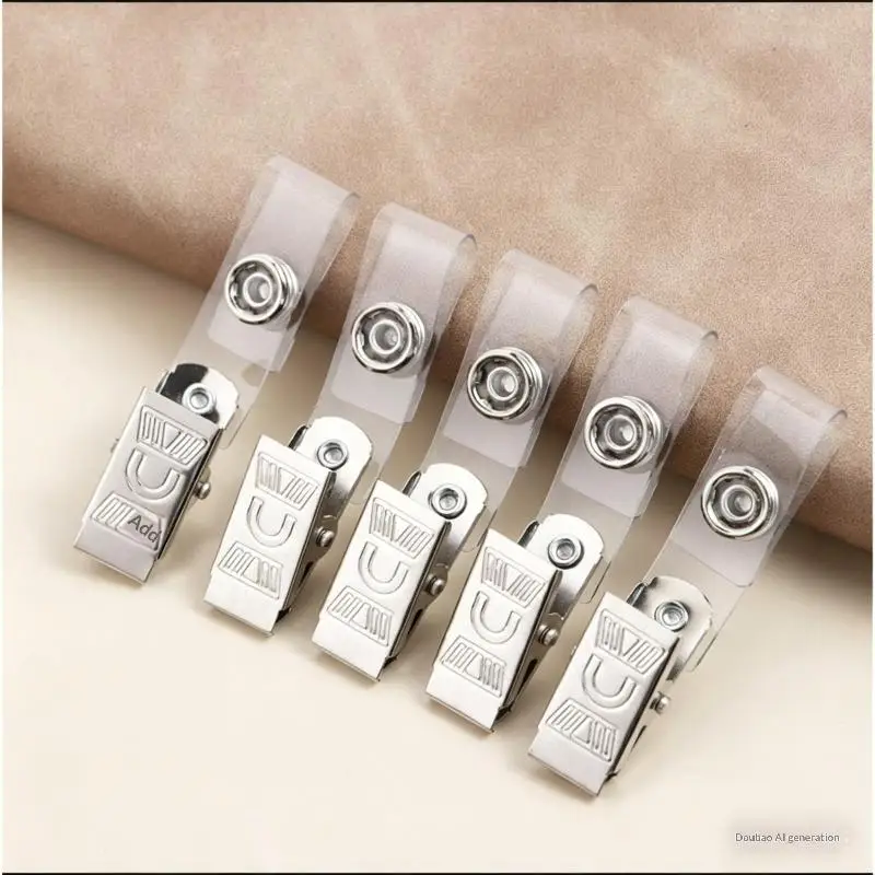 5PCS Of ID Card Name Tag Holder Badge Strap Clip Hospital Name Tag Clip Employee Badge Clip