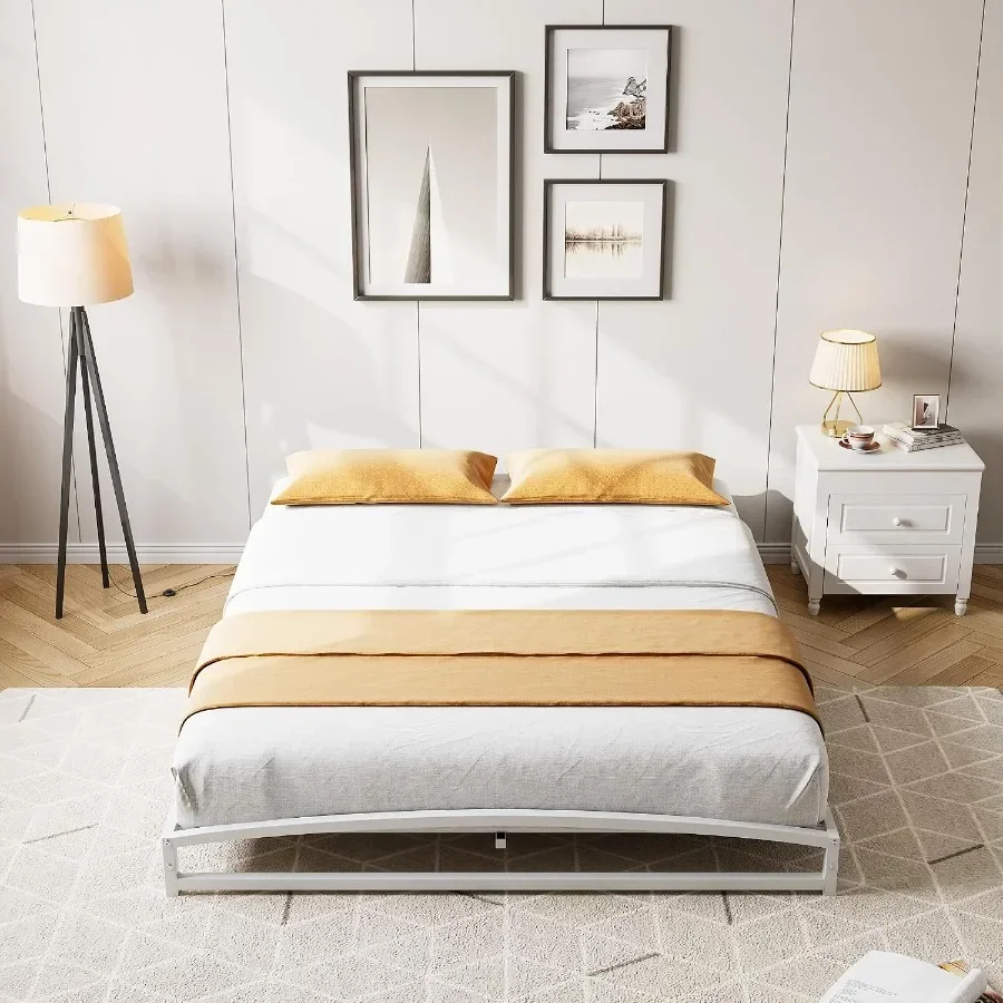 IDEALHOUSE Sturdy 6 Inch Low Profile Metal Bed Frame Queen Size Heavy Duty Platform with Steel Slats Noise-Free, No Box Spring