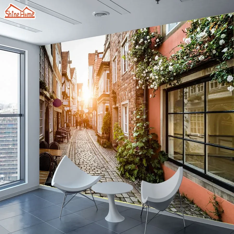 Custom Peel and Stick Accept Wallpapers for Living Room Old European City Street Landscape Bedroom Wall Papers Home Decor Mural