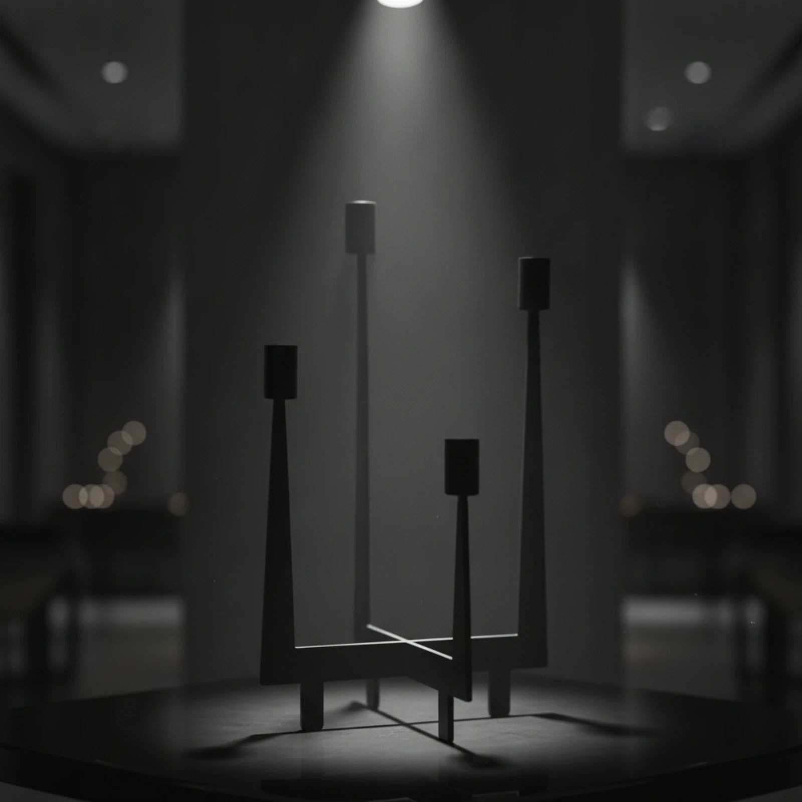 Geometric Candle Holder Black Metal Candle Holder with Four Cups 4-Pillar Candelabra Elegant Decor Versatile for Home Decorators