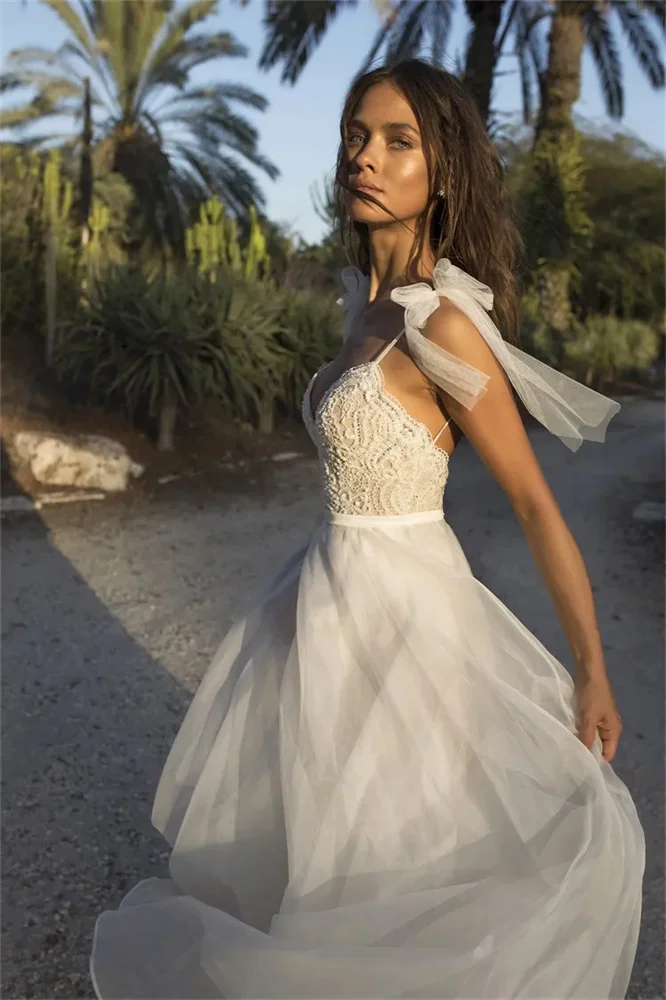 Abito da sposa semplice per donna maniche con spalle scoperte con fiori a-line abiti in raso puro tinta unita nuovo abito da sposa diviso bianco