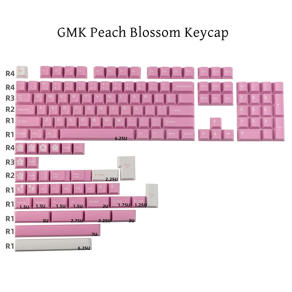 142 Keys GMK Clone Peach Blossom Keycaps Mechanical Keyboard PBT Keycap Cherry Profile DYE Subbed For Outemu Cherry Mx Switches