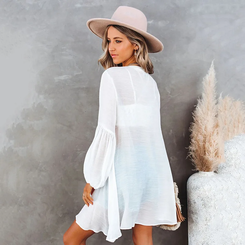 해변 레저 휴가 여성용 셔츠, 긴 소매 수영복, 해변 자외선 차단 의류, 패션 및