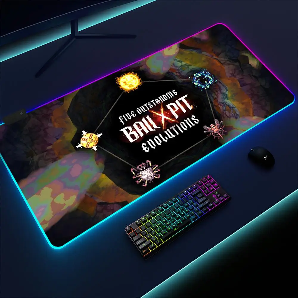 

Коврик для мыши Super BALL x PIT, игровой коврик, с подсветкой LED, нескользящая основа, водонепроницаемый, большой настольный коврик, мягкая поверхность