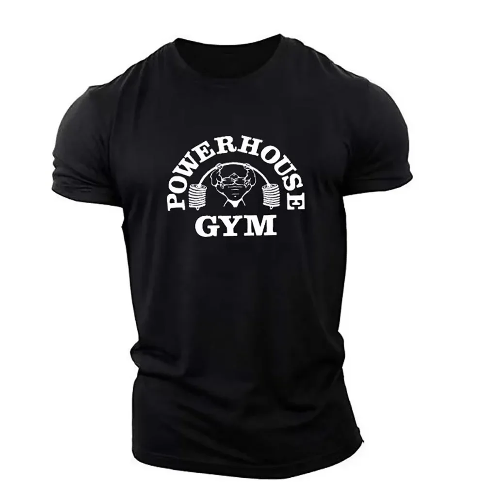 

LP English Letter Elements Men's T-shirts Short Sleeve Loose Casual Sports Tops Gym Powerhouse Workout Man Tees 01336