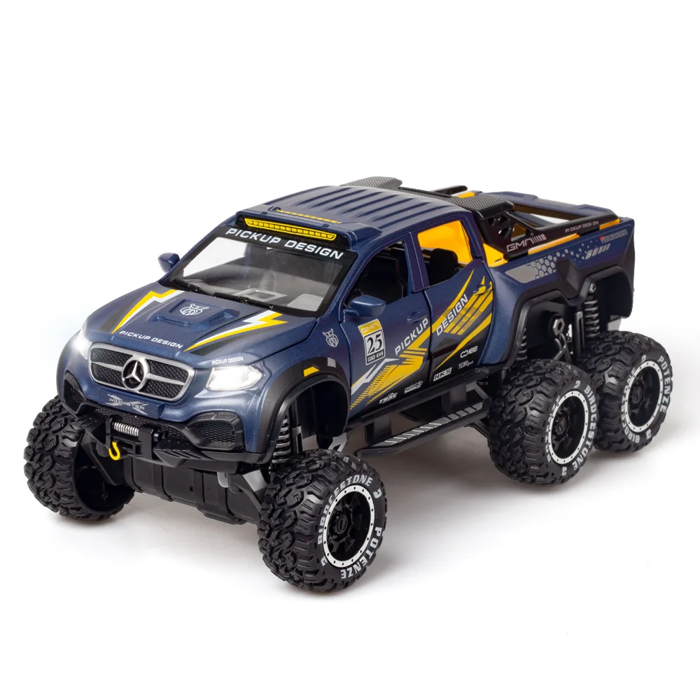 1:28 Mercedes-Benz X-Class EXY 6 x6 Pickup off-road car Diecast in lega di metallo modello car Sound Light Collection regali giocattolo per bambini