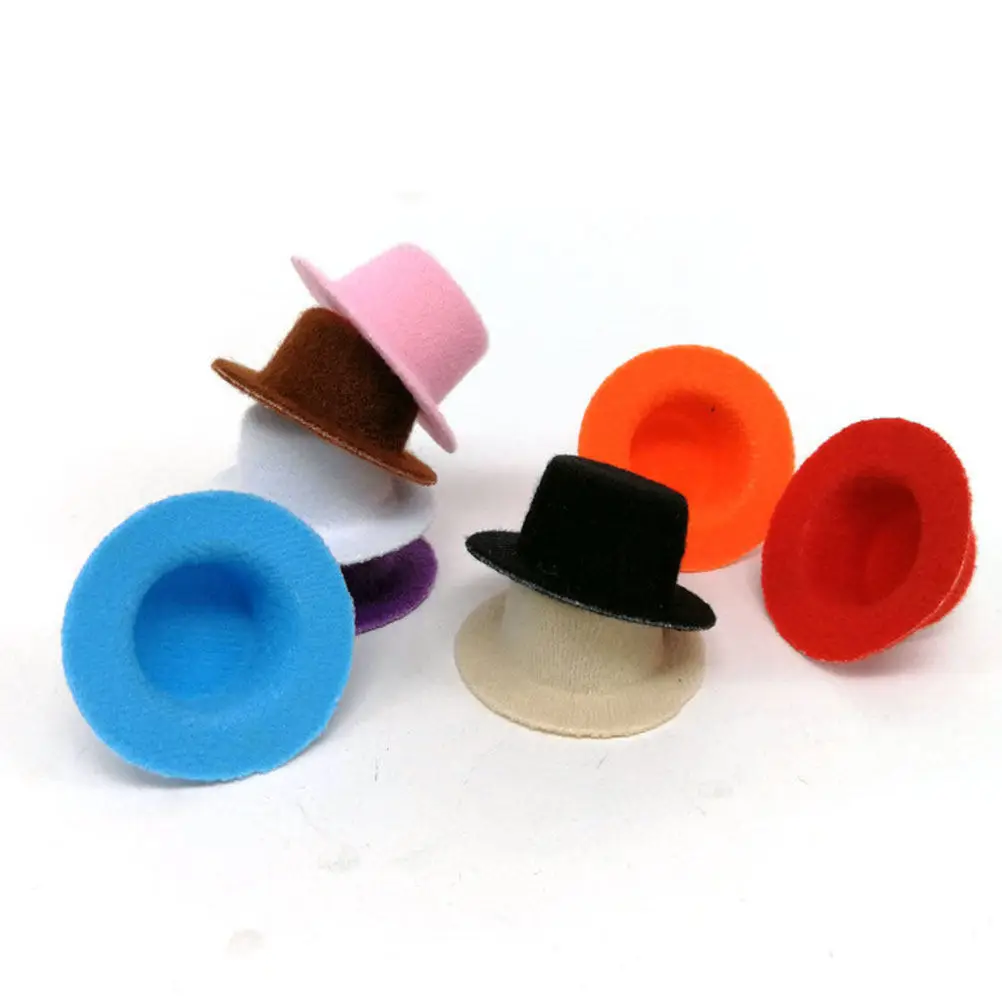 9Pcs Colored Mini Hat Non-Woven Cloth Gentleman Headdress Small Decoration for Holiday Party Costume DIY Craft Supplies