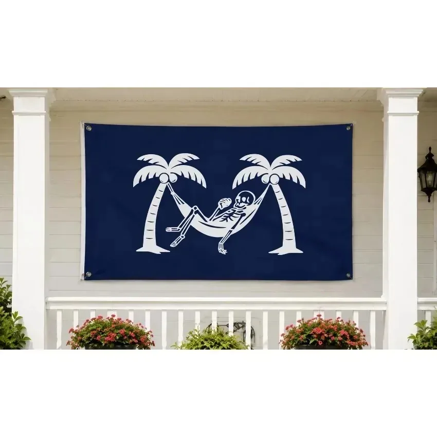 Double Sided Skeleton Beach Flag Outdoor Garden Banner, Nautical Beach House Decor, Lake House Patio Yard Flag, Boat Decoration