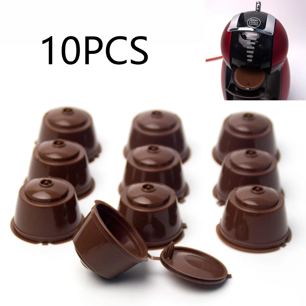 Capsule ricaricabili da 10 pezzi per capsule di caffè Nescafè DOLCE GUSTO filtro riutilizzabile con cialde di caffè con spazzola a cucchiaio di alta qualità