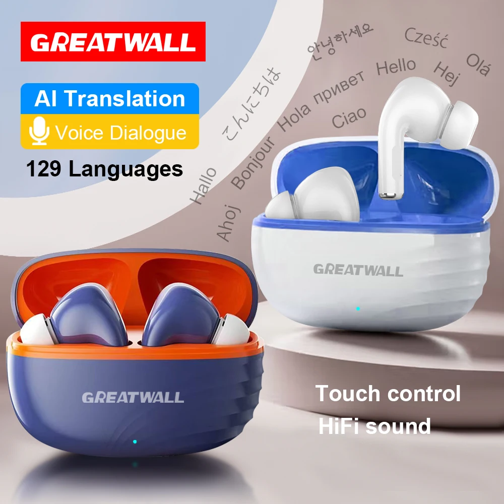 

GREATWALL New AI Real Time Translation Wireless Bluetooth Earphones In Ear Stereo Sports Headphones Headset HiFi Music Earbuds