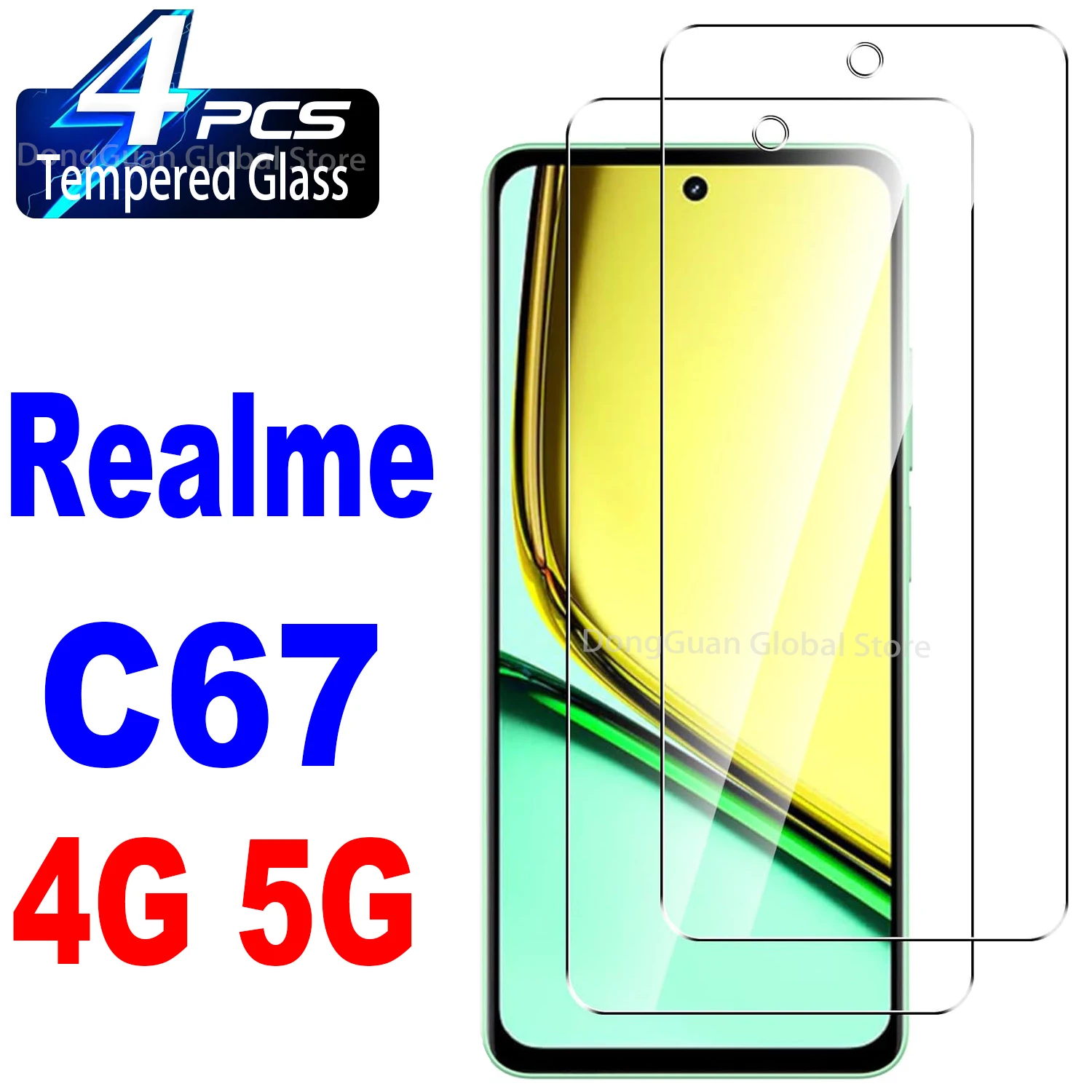 

1/4Pcs Tempered Glass For Realme C67 / C67 4G Screen Protector Glass Film