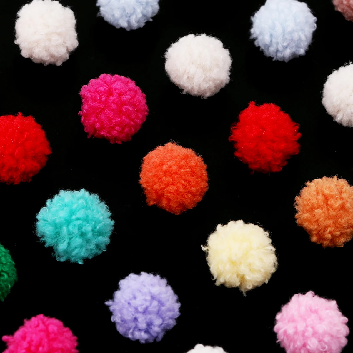 10pcs Random Color 20mm Polyester Curly Pom Pom Ball Charms DIY Jewelry Making Supplies