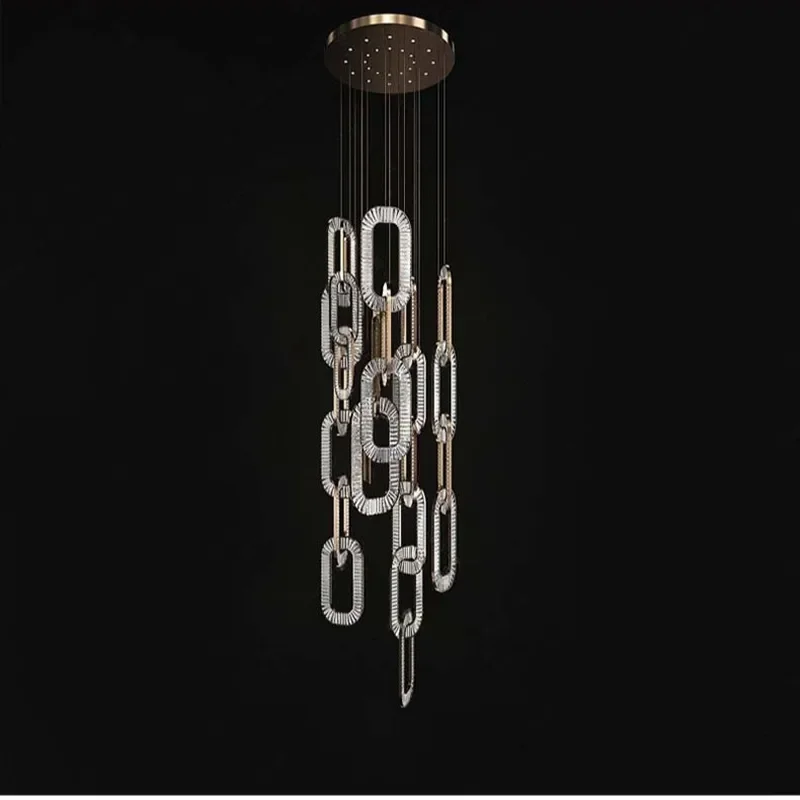 for Light Luxury Villa Stair Chandelier Model Room Rotating Staircase Art Lock Restaurant High End Cross Border Crystal