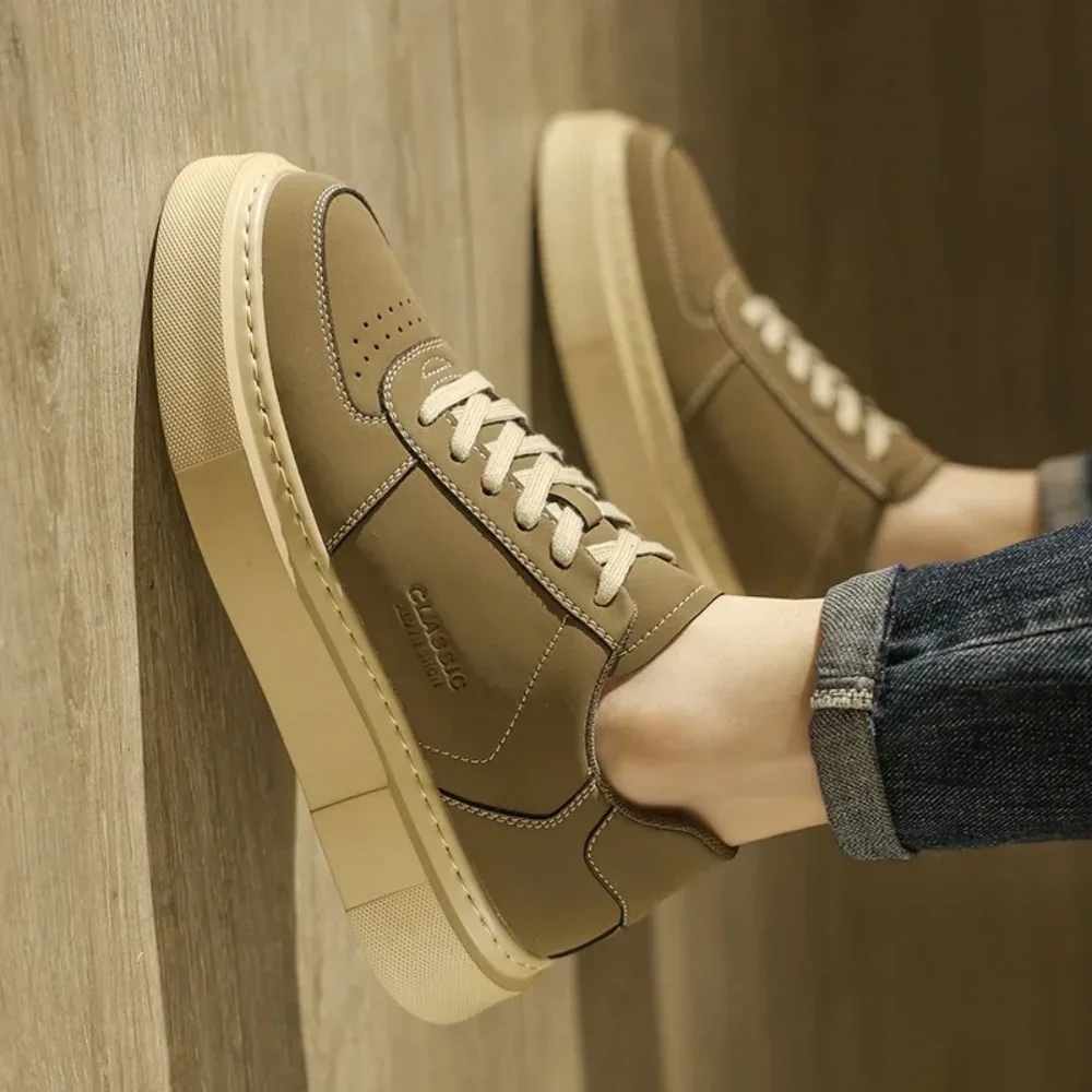 الأبيض الصيف مجلس حذاء كاجوال للرجال موضة أحذية رياضية رجل مقاومة للاهتراء في الهواء الطلق الراحة الدانتيل موجزة نمط الكلاسيكية الترفيه #5