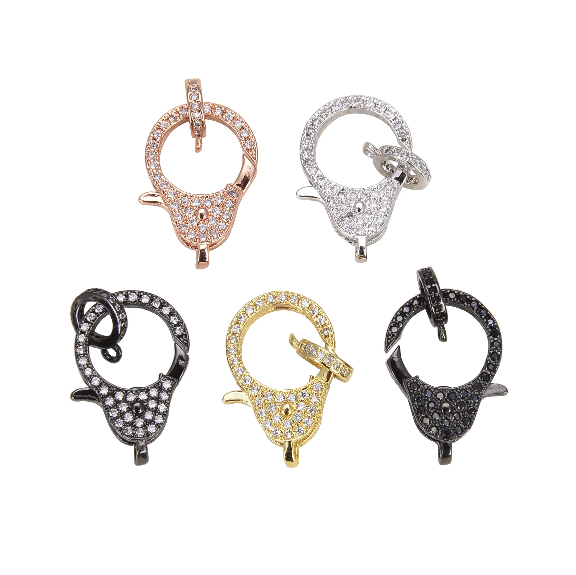 5 Pieces Micro Pave Heart Screw Clasp for DIY Fastener Connector Locks Accessories Women Luxury Jewelry Necklace Bracelet Making
